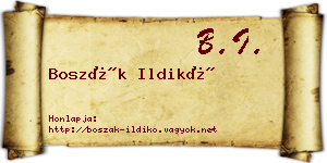 Boszák Ildikó névjegykártya